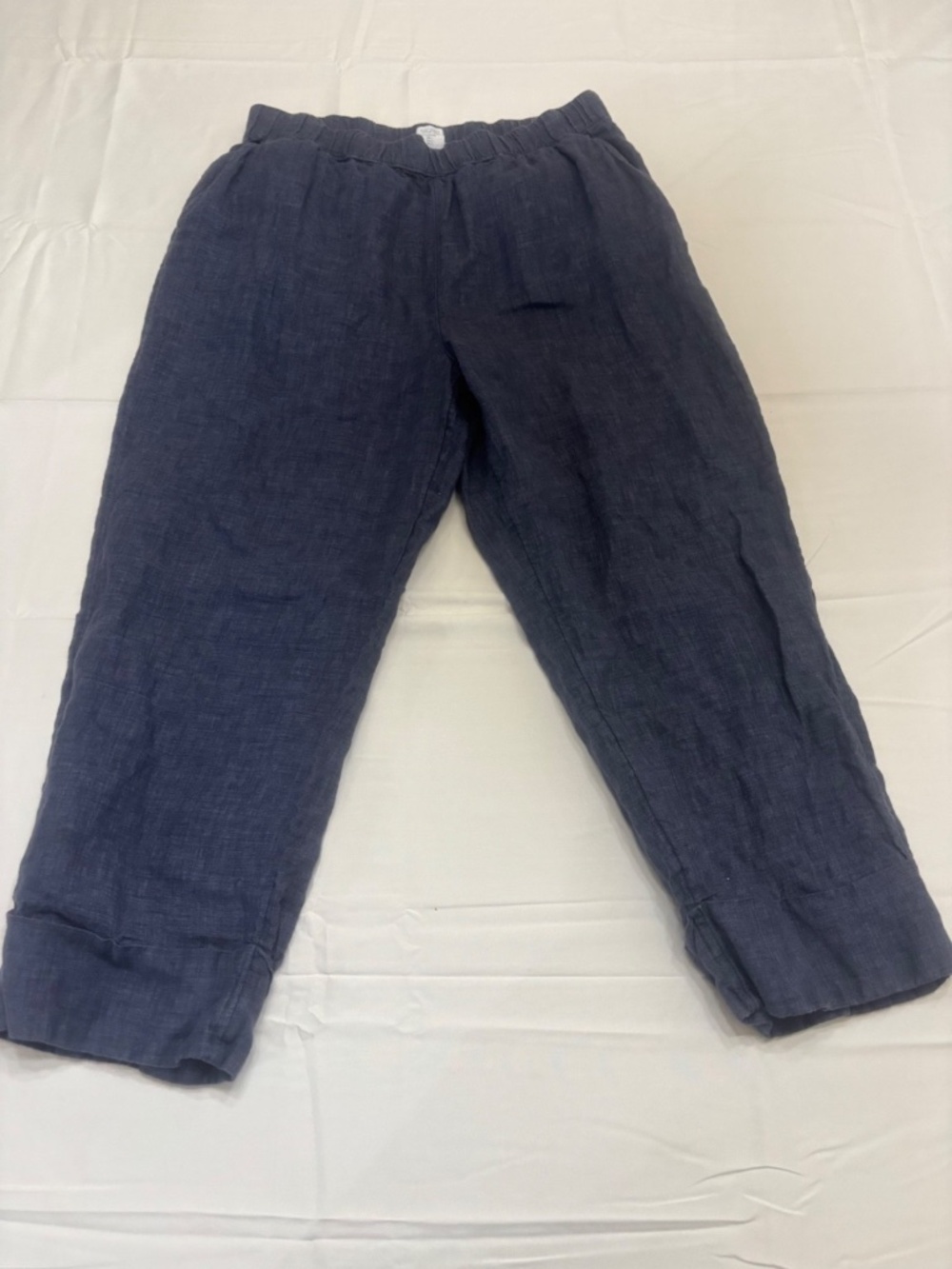 Sigrid Olsen Linen Pants Large Blue Breathable Nautical Coastal Lounge Travel